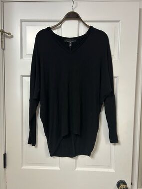 White House Black Market Black V-Neck Knit Top